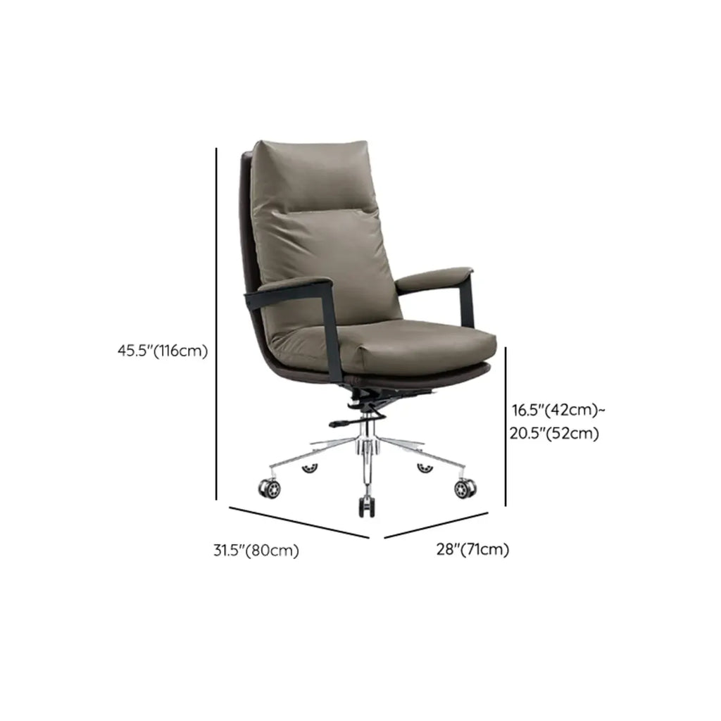 Rotatable Lifting Gray Leather Office Chairs with Wheels