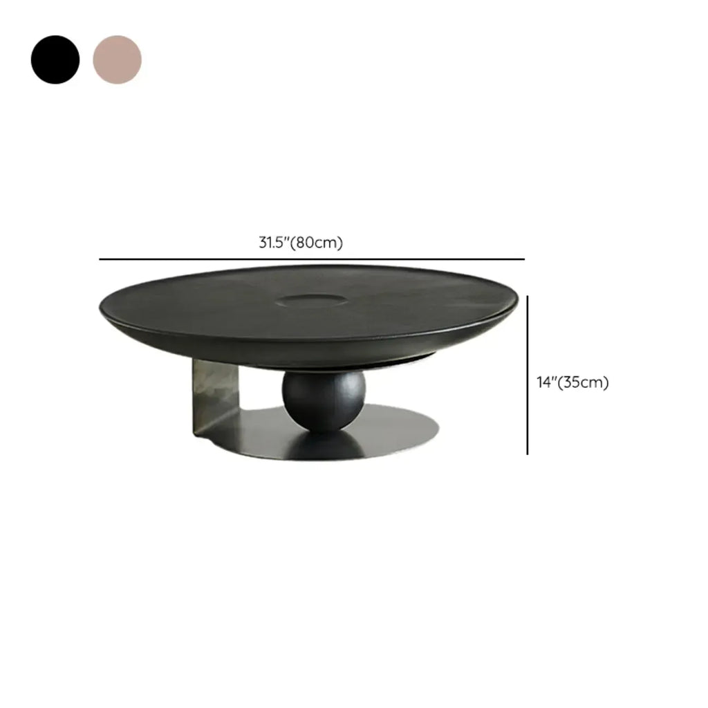 Tray Top Wood Walnut Abstract Base Round Coffee Table