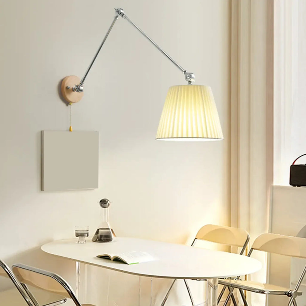 Cylinder Beige Swing Arm Wall Light for Learning Space