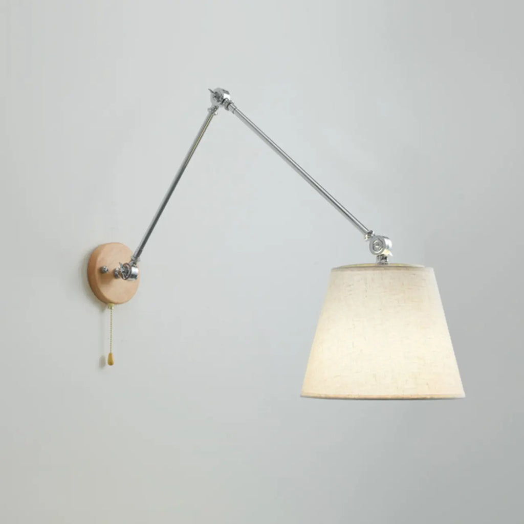 Cylinder Beige Swing Arm Wall Light for Learning Space