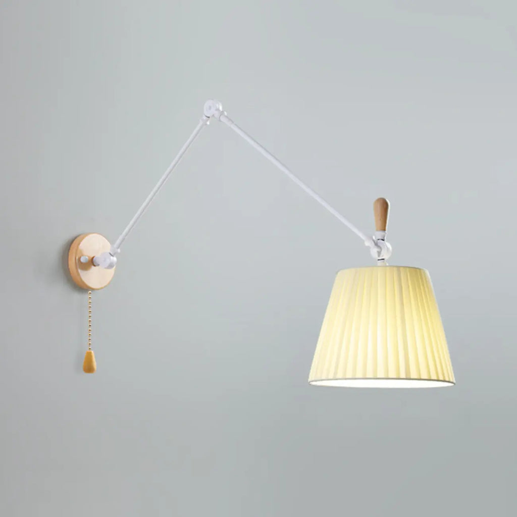 Cylinder Beige Swing Arm Wall Light for Learning Space