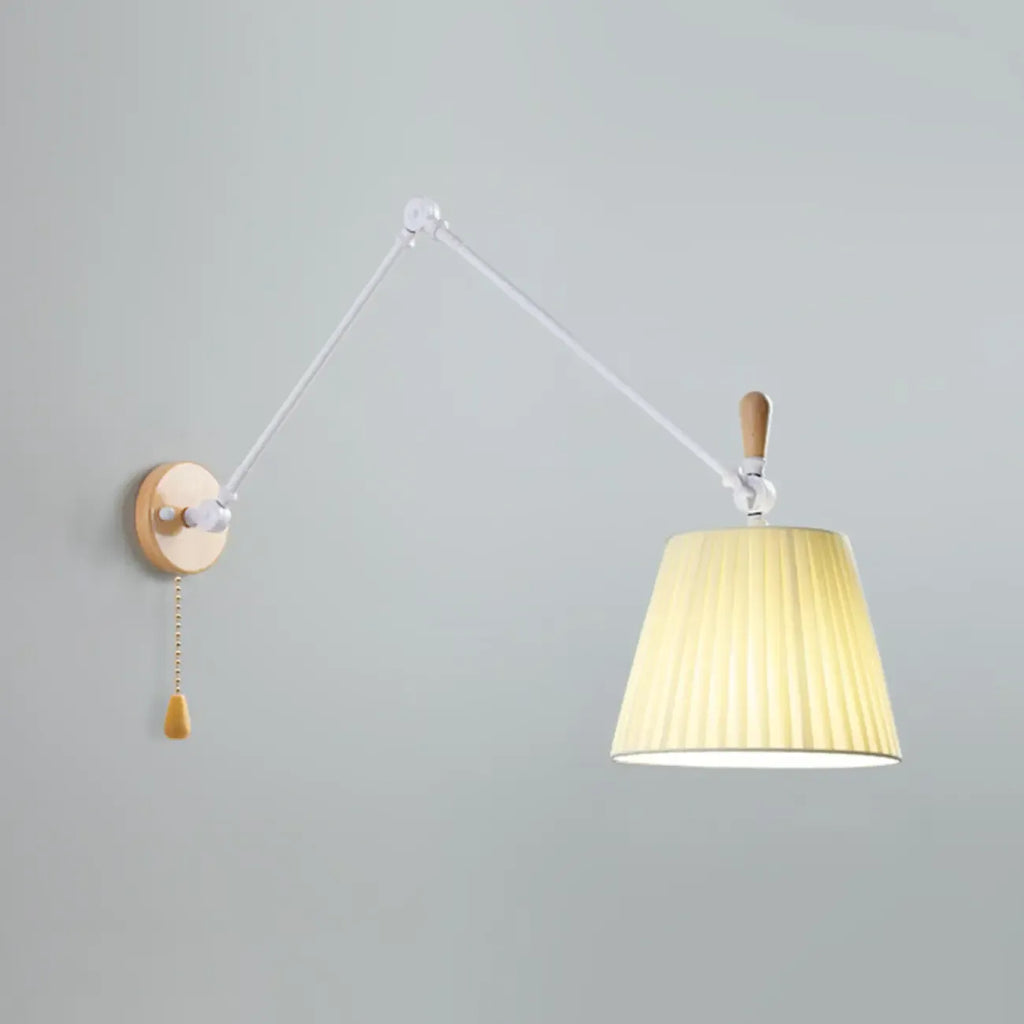 Cylinder Beige Swing Arm Wall Light for Learning Space