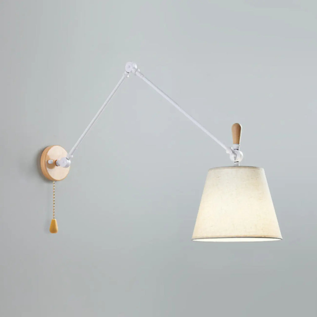 Cylinder Beige Swing Arm Wall Light for Learning Space
