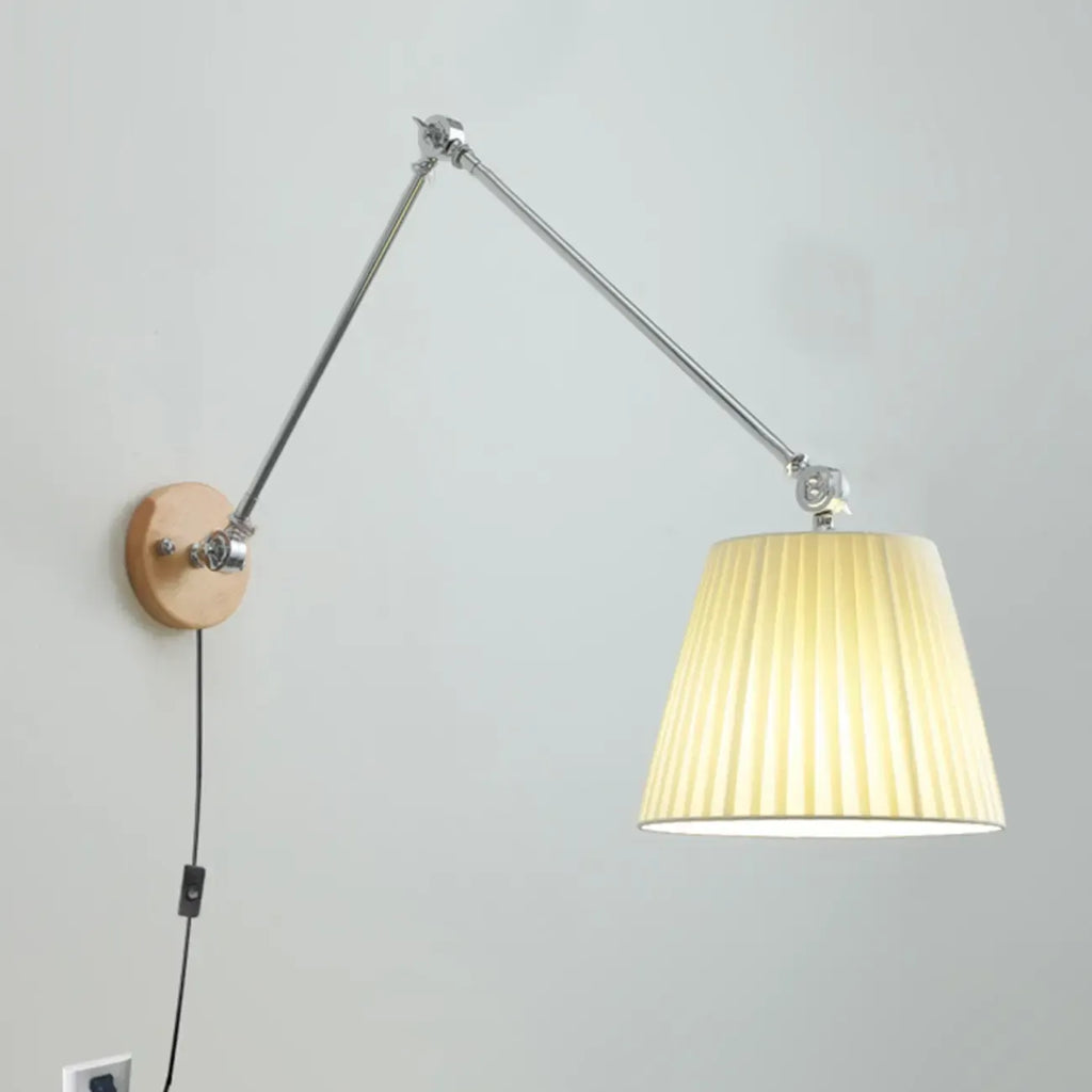 Cylinder Beige Swing Arm Wall Light for Learning Space