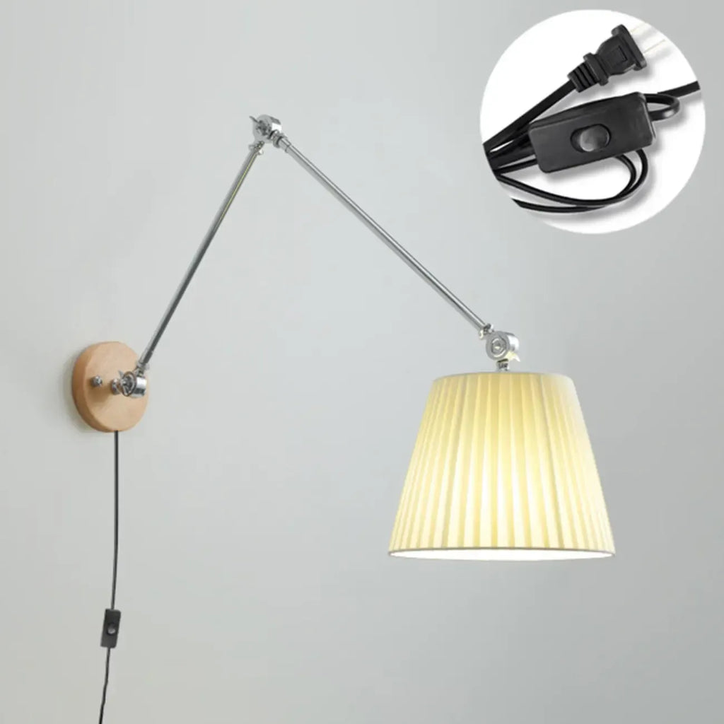 Cylinder Beige Swing Arm Wall Light for Learning Space