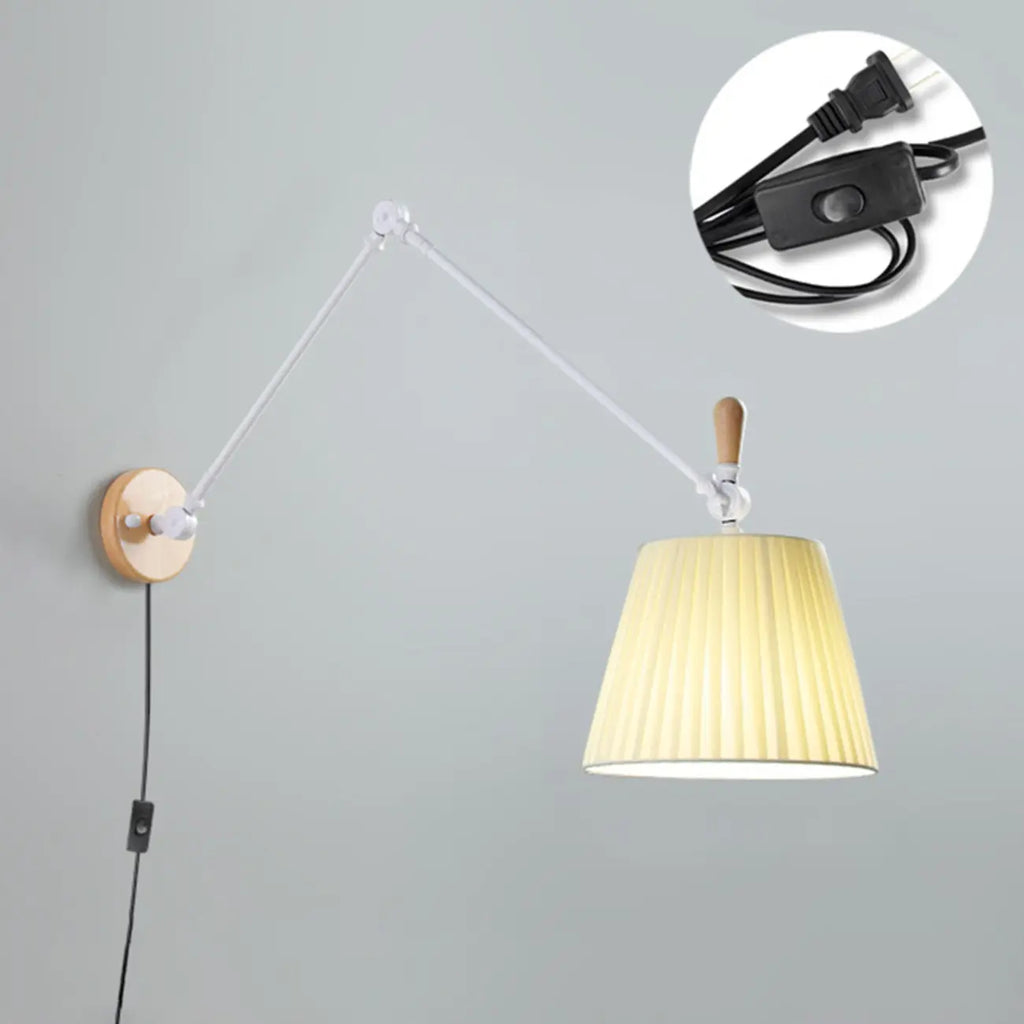 Cylinder Beige Swing Arm Wall Light for Learning Space