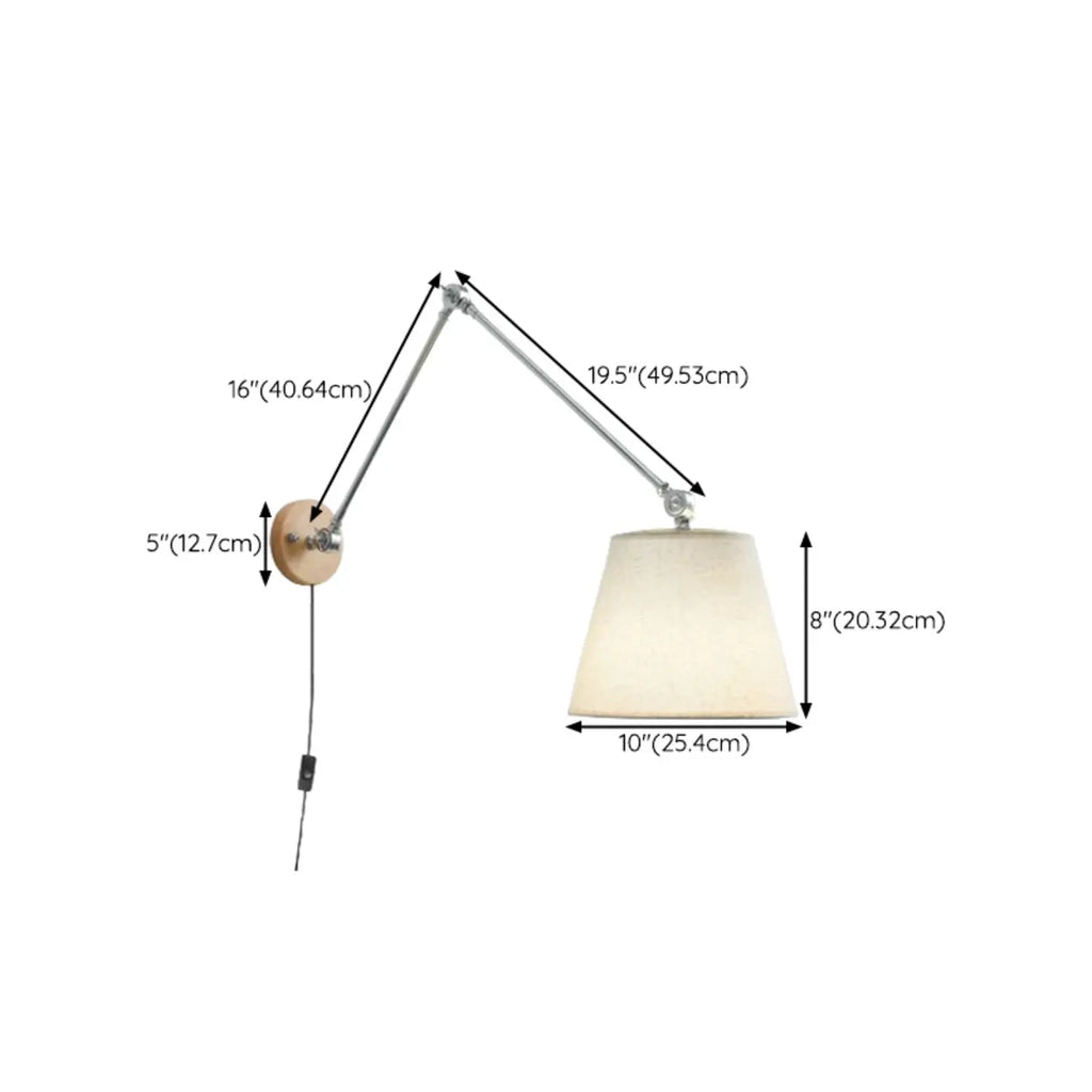 Cylinder Beige Swing Arm Wall Light for Learning Space