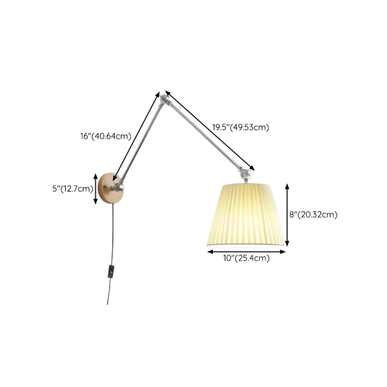 Cylinder Beige Swing Arm Wall Light for Learning Space