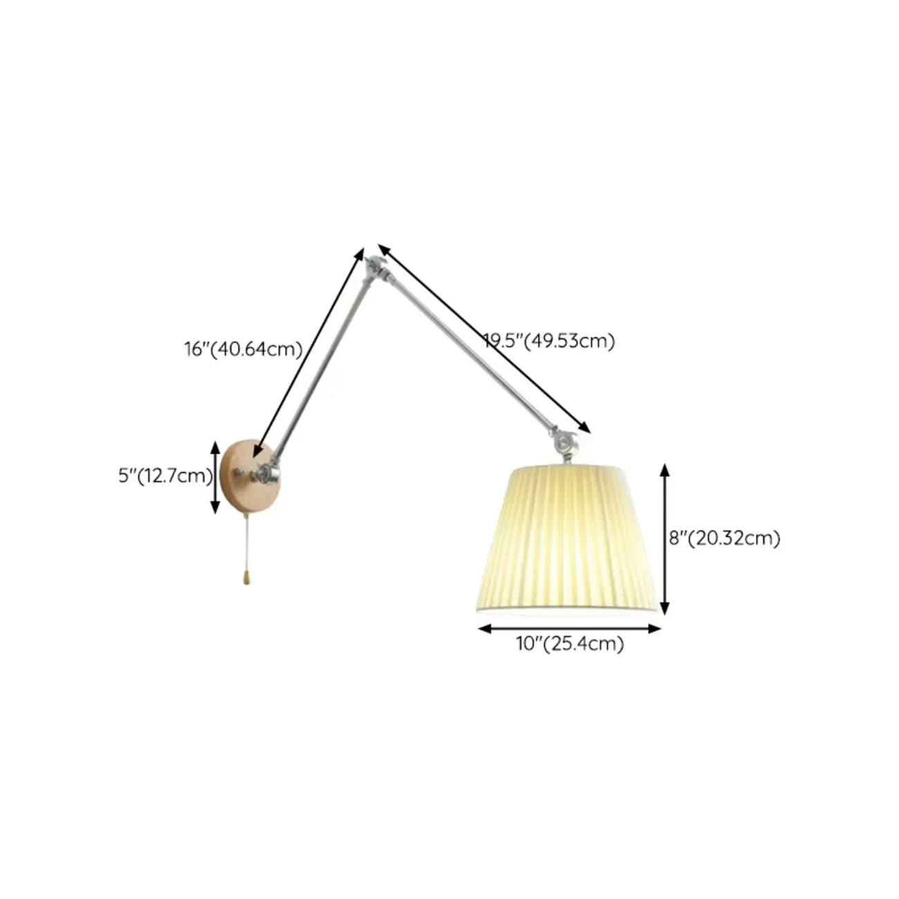 Cylinder Beige Swing Arm Wall Light for Learning Space