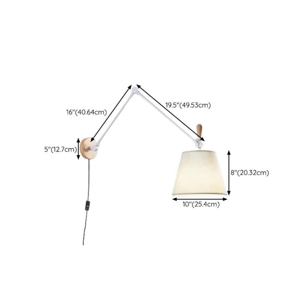 Cylinder Beige Swing Arm Wall Light for Learning Space