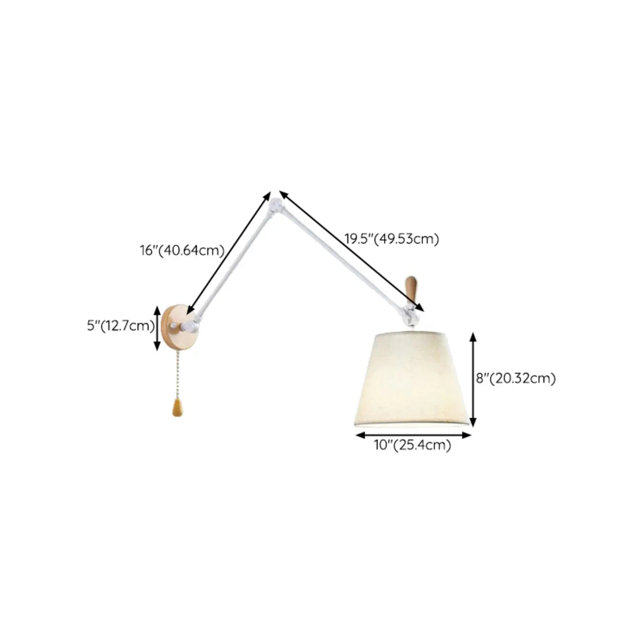 Cylinder Beige Swing Arm Wall Light for Learning Space