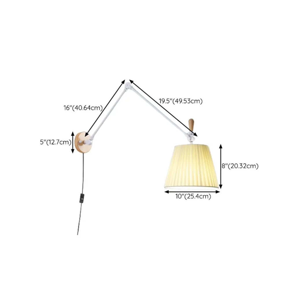 Cylinder Beige Swing Arm Wall Light for Learning Space
