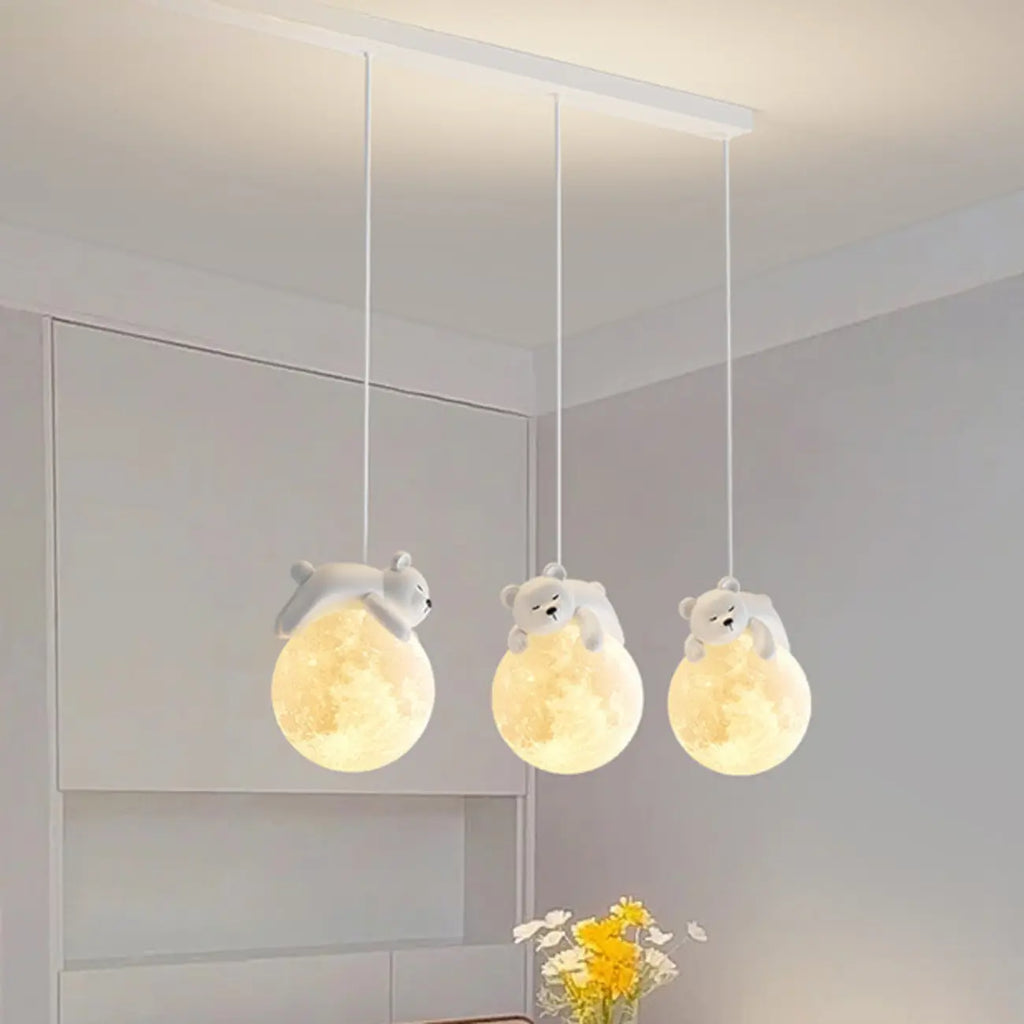 Kids Cute Bear-Moon LED Island Pendant Light