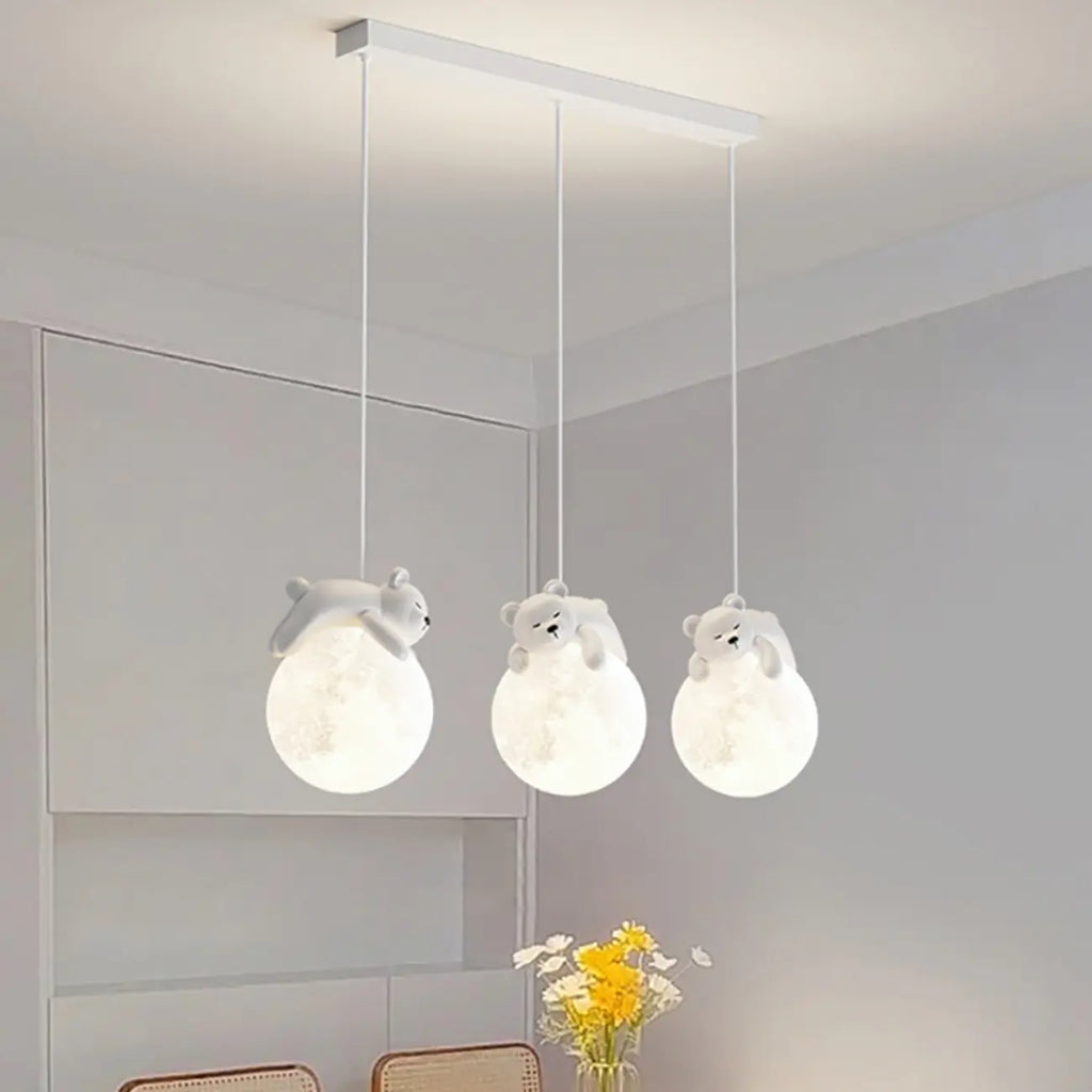 Kids Cute Bear-Moon LED Island Pendant Light