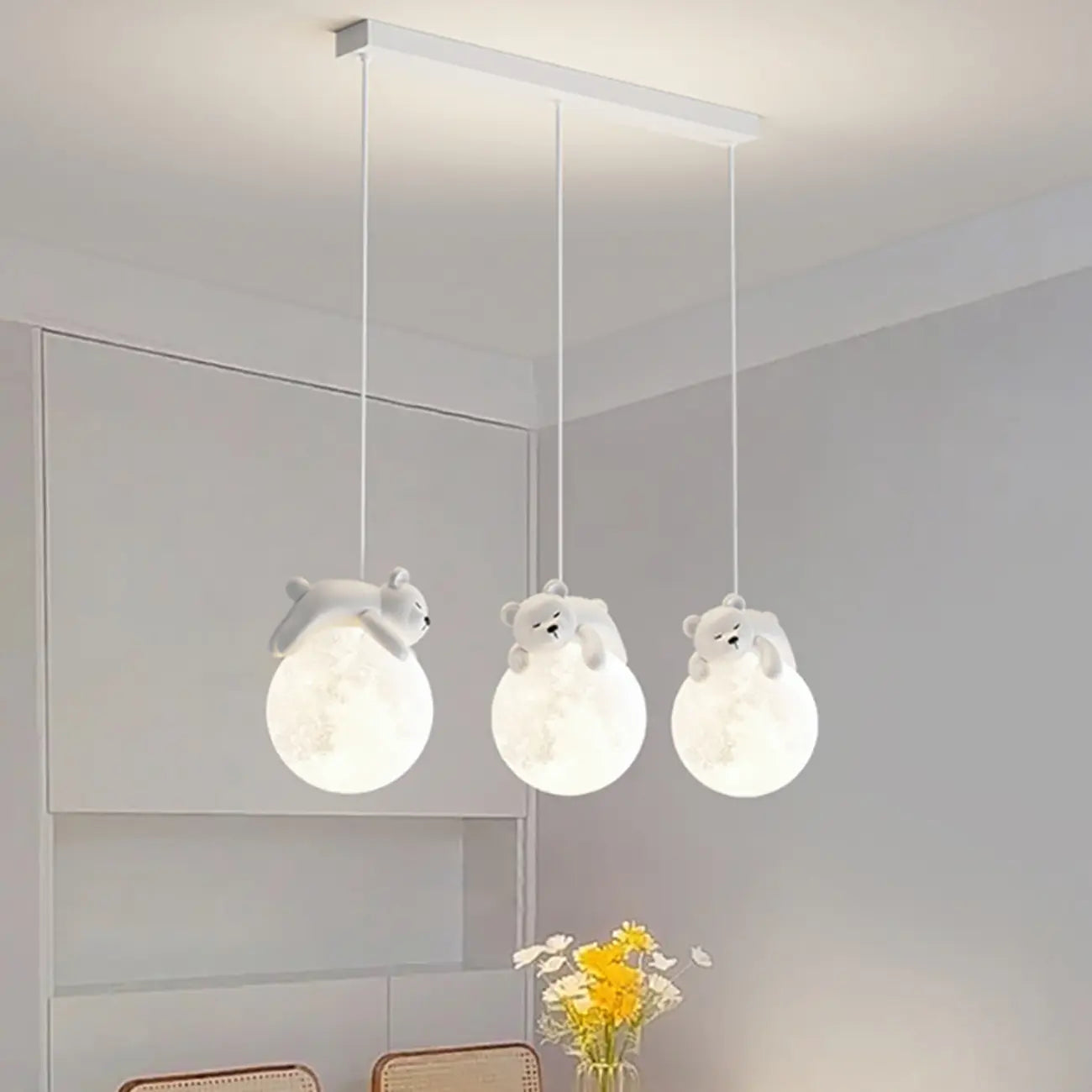 Kids Cute Bear-Moon LED Island Pendant Light