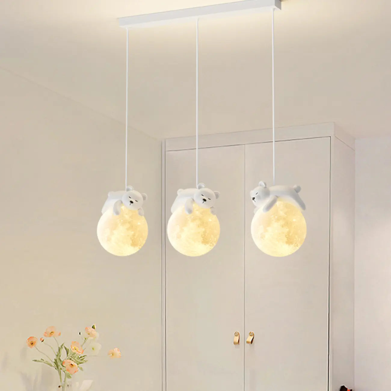 Kids Cute Bear-Moon LED Island Pendant Light