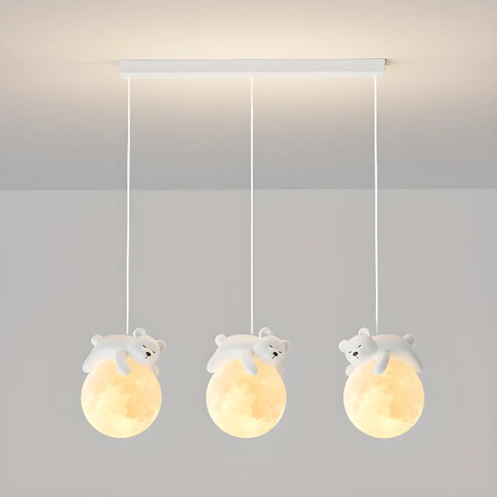 Kids Cute Bear-Moon LED Island Pendant Light