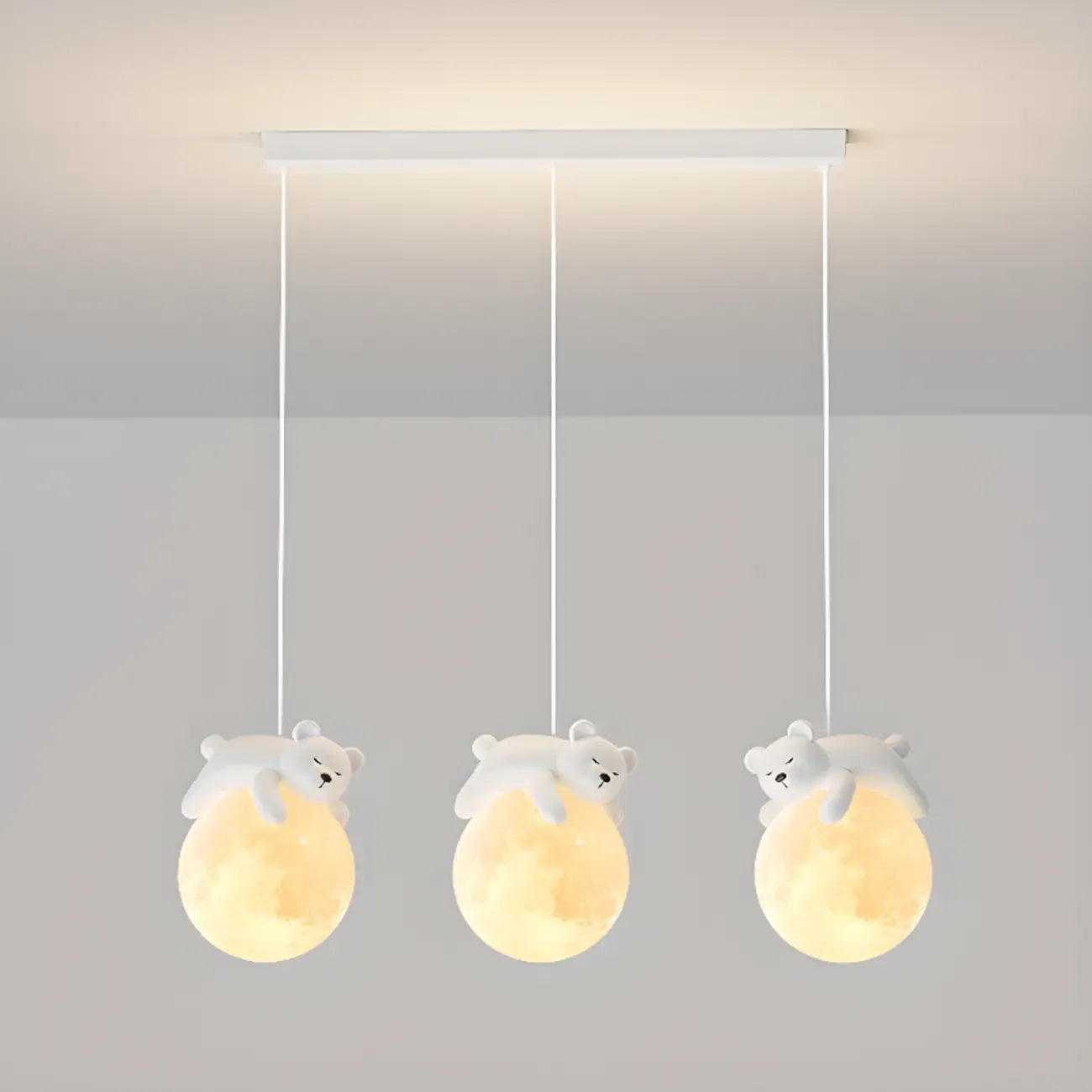 Kids Cute Bear-Moon LED Island Pendant Light