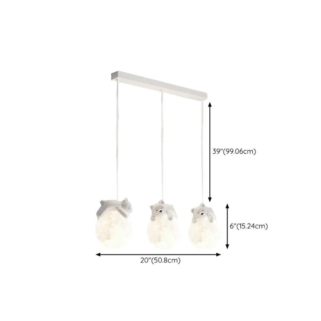 Kids Cute Bear-Moon LED Island Pendant Light