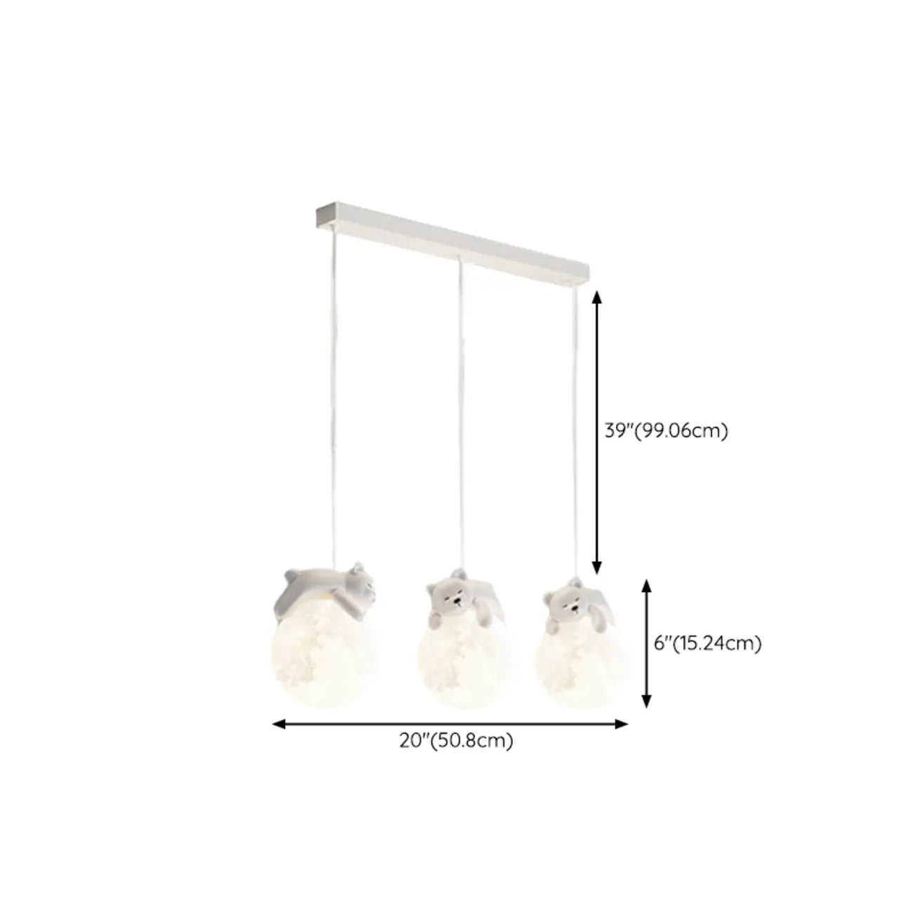 Kids Cute Bear-Moon LED Island Pendant Light