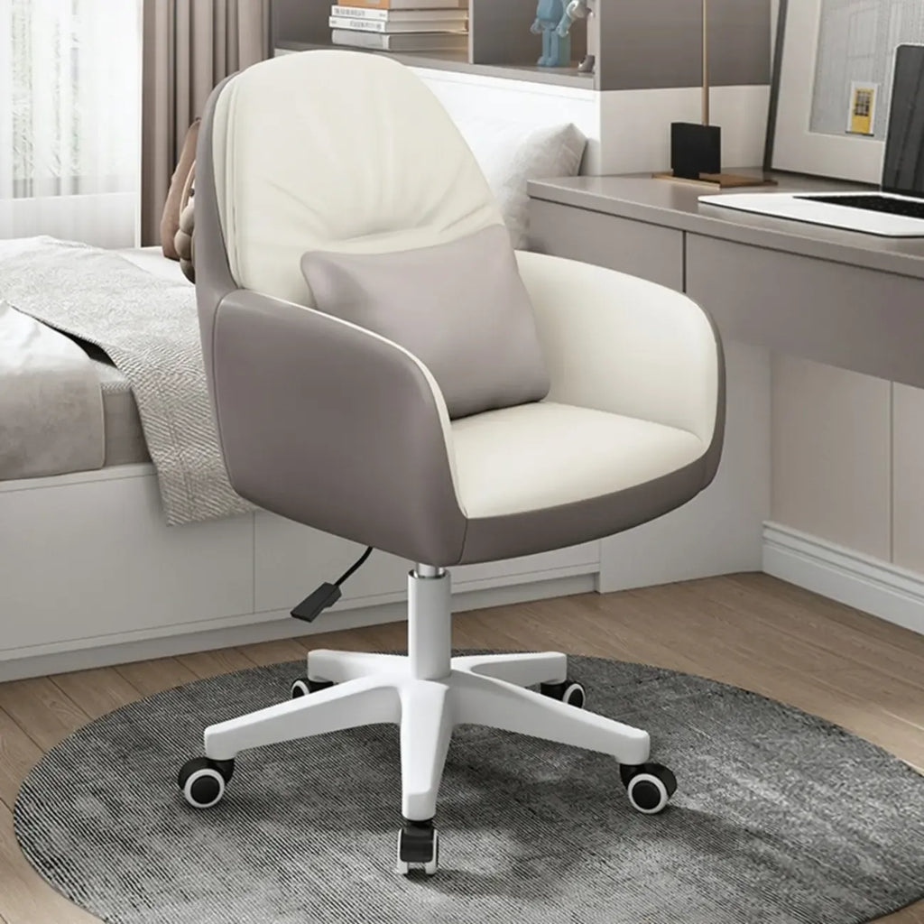 Modern White Grey Leather Swivel Office Chair