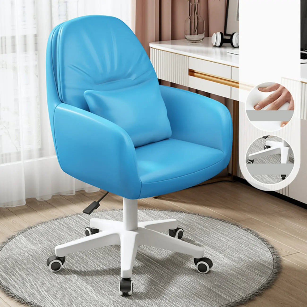 Modern White Grey Leather Swivel Office Chair