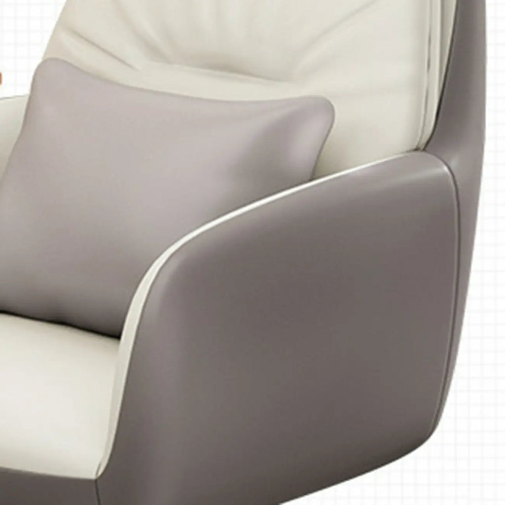 Modern White Grey Leather Swivel Office Chair