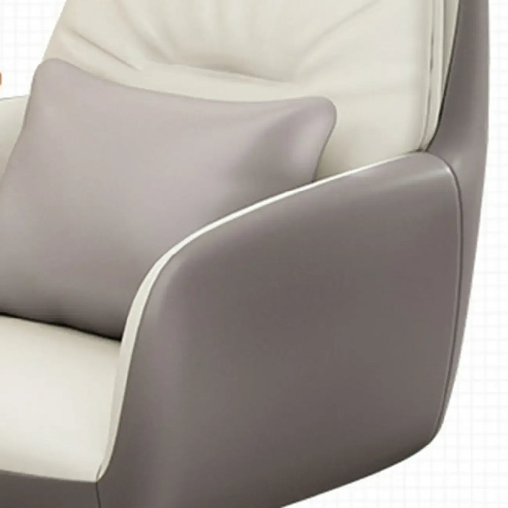 Modern White Grey Leather Swivel Office Chair