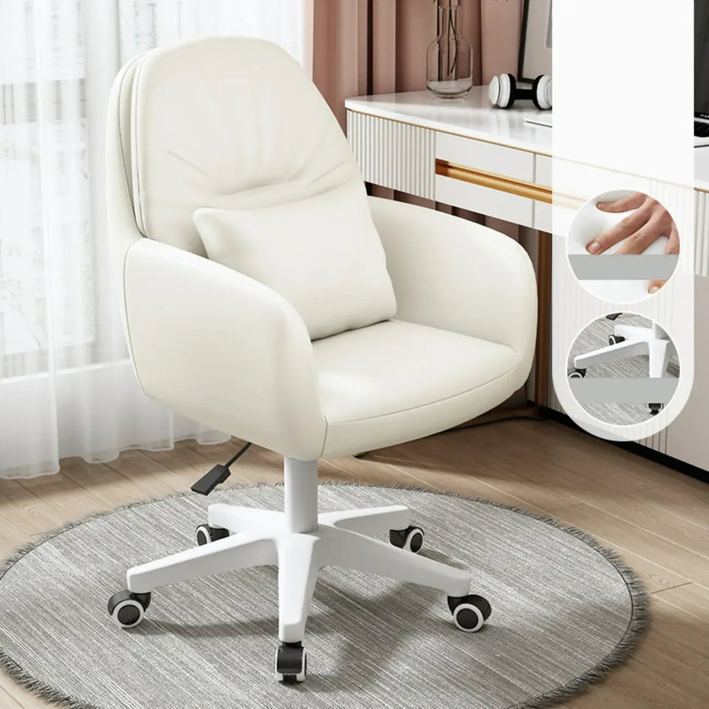 Modern White Grey Leather Swivel Office Chair