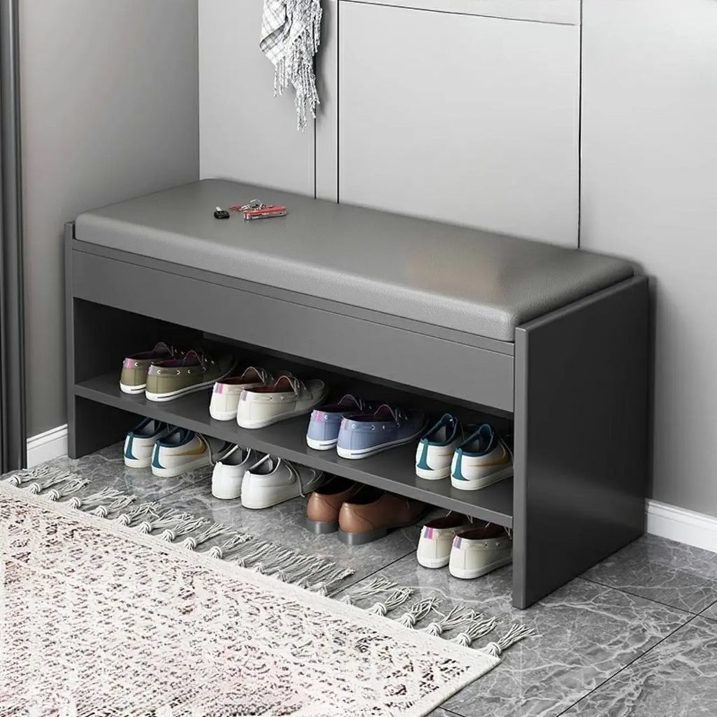 Minimalist Entryway Leather Shoe Storage Bench