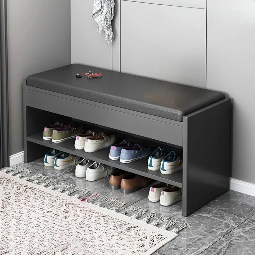 Minimalist Entryway Leather Shoe Storage Bench