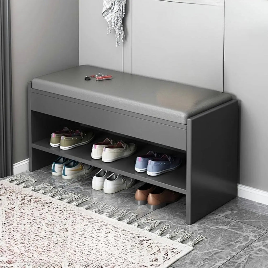 Minimalist Entryway Leather Shoe Storage Bench