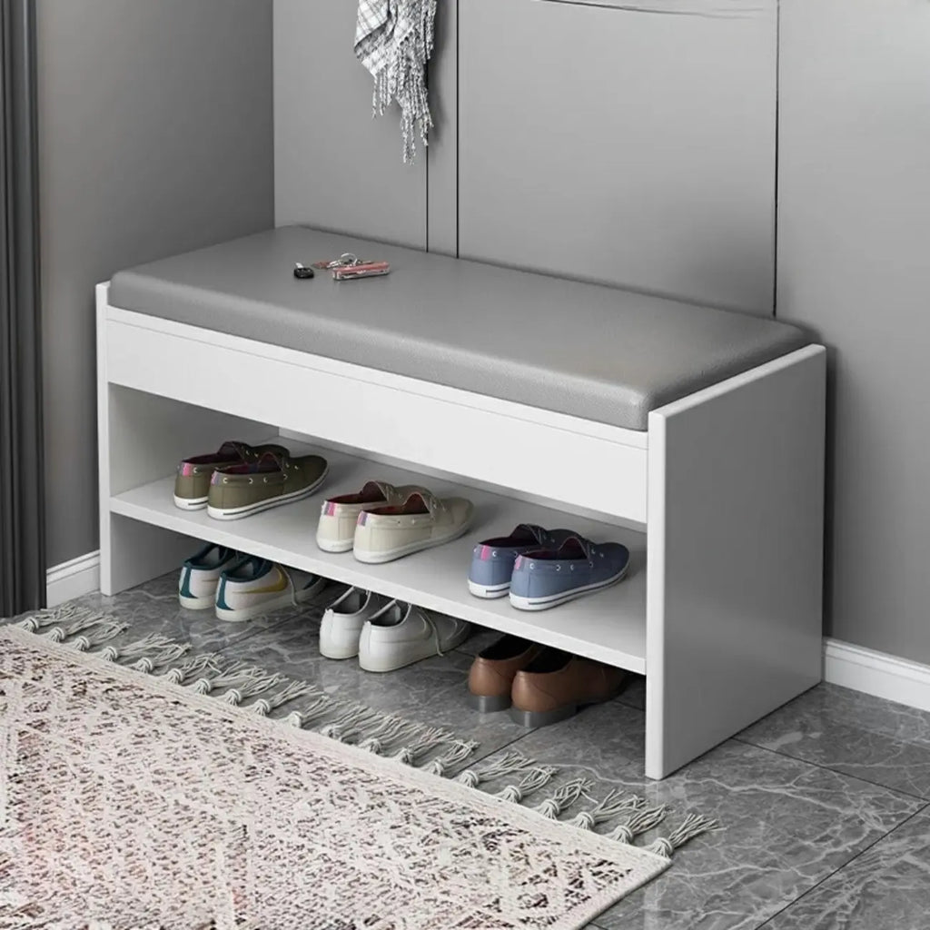 Minimalist Entryway Leather Shoe Storage Bench