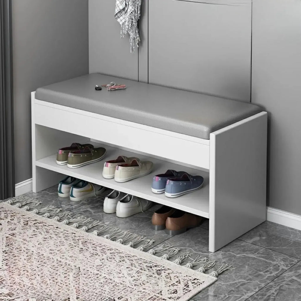 Minimalist Entryway Leather Shoe Storage Bench