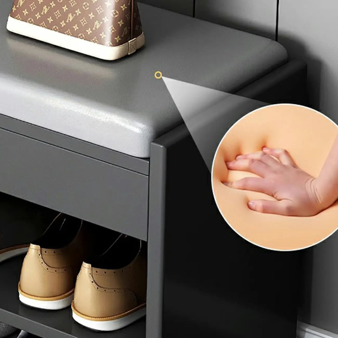 Minimalist Entryway Leather Shoe Storage Bench