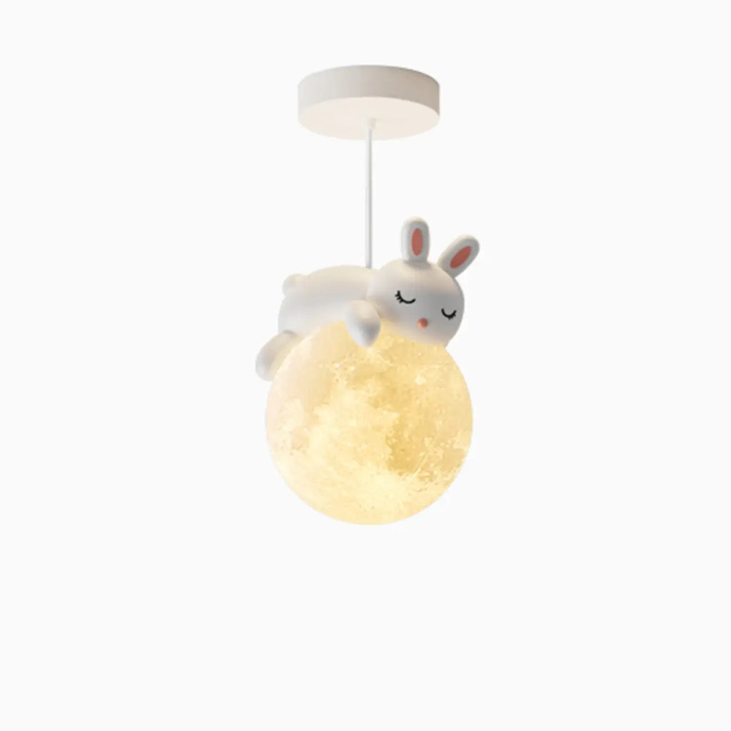 Cartoon Animal White Metal Acrylic Globe Pendant Light