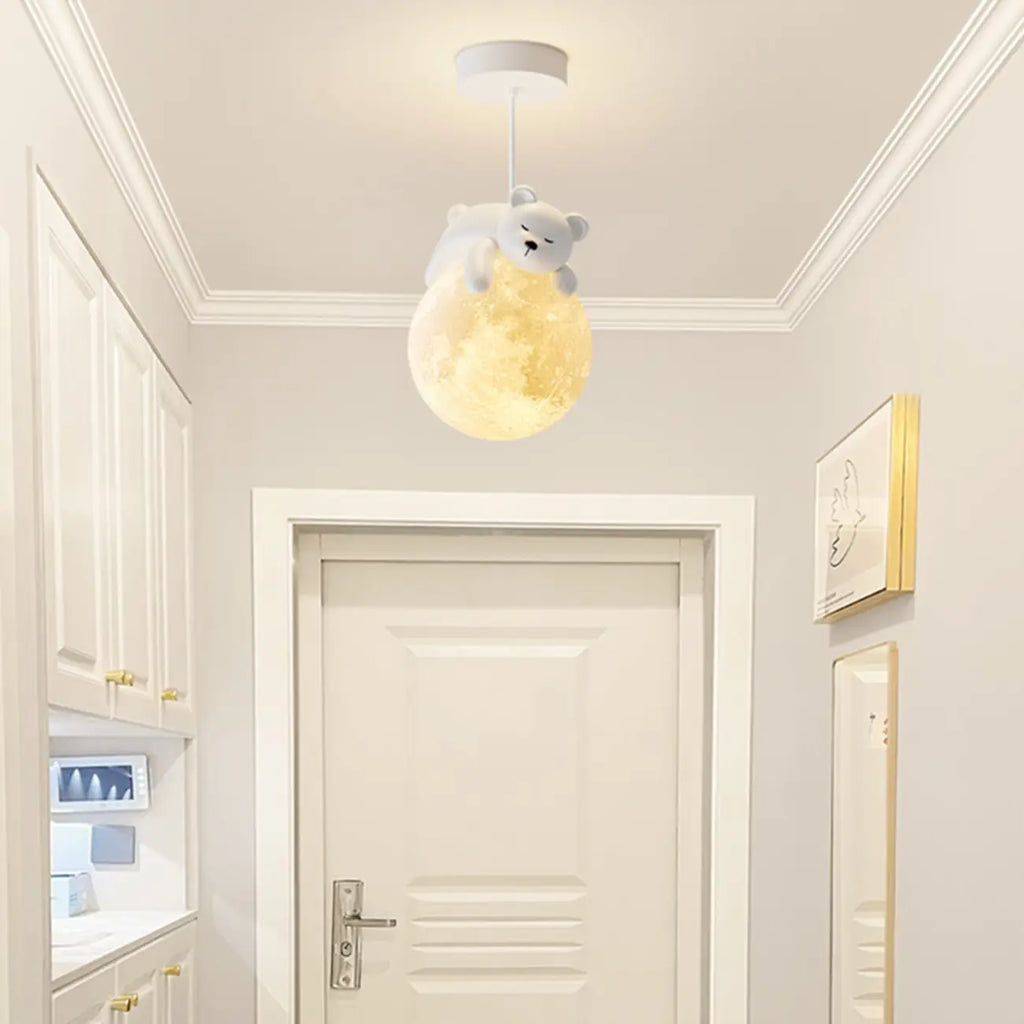 Cartoon Animal White Metal Acrylic Globe Pendant Light