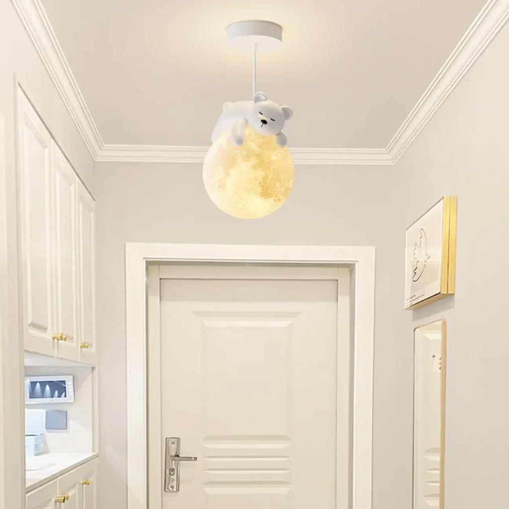 Cartoon Animal White Metal Acrylic Globe Pendant Light