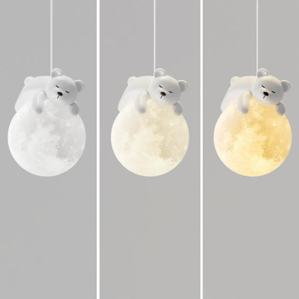 Cartoon Animal White Metal Acrylic Globe Pendant Light