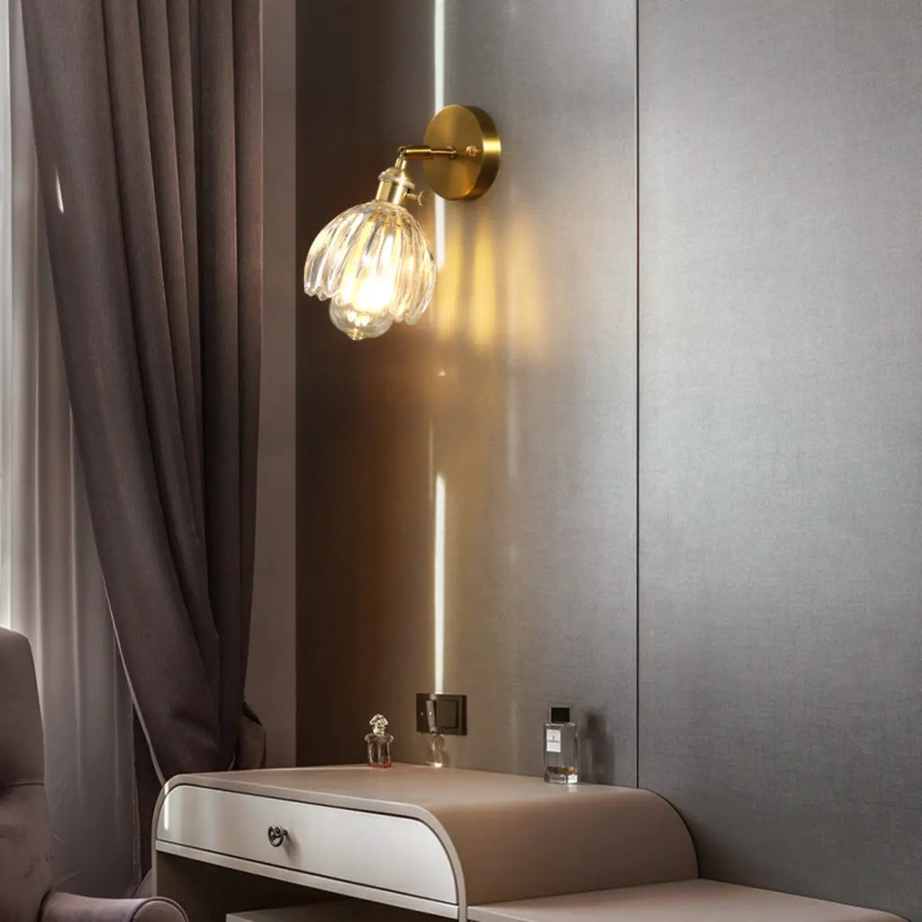 Art Deco Gold Transparent Glass Wall Sconce