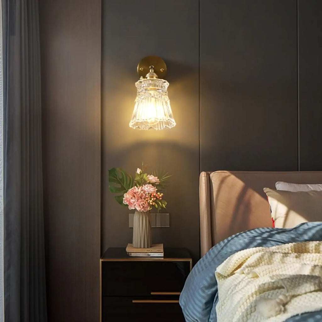 Art Deco Gold Transparent Glass Wall Sconce