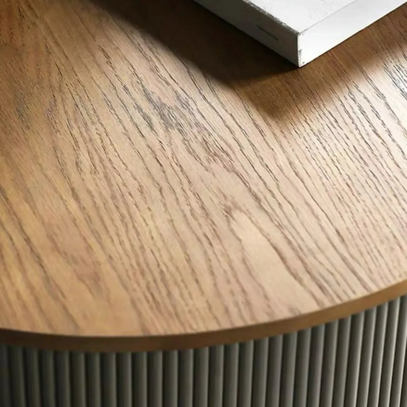 Scandinavian Wood Gray Cylinder Coffee Table with 2 Drawers