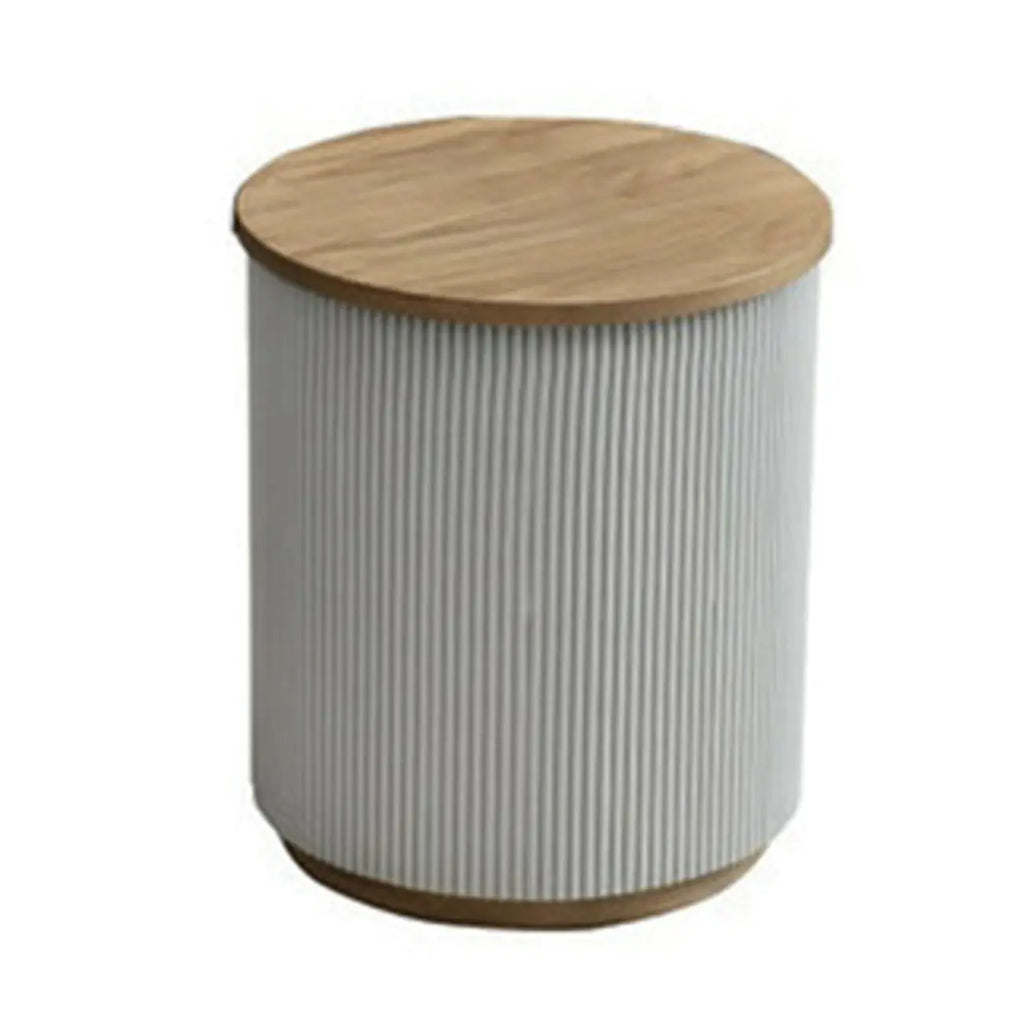 Scandinavian Wood Gray Cylinder Coffee Table with 2 Drawers