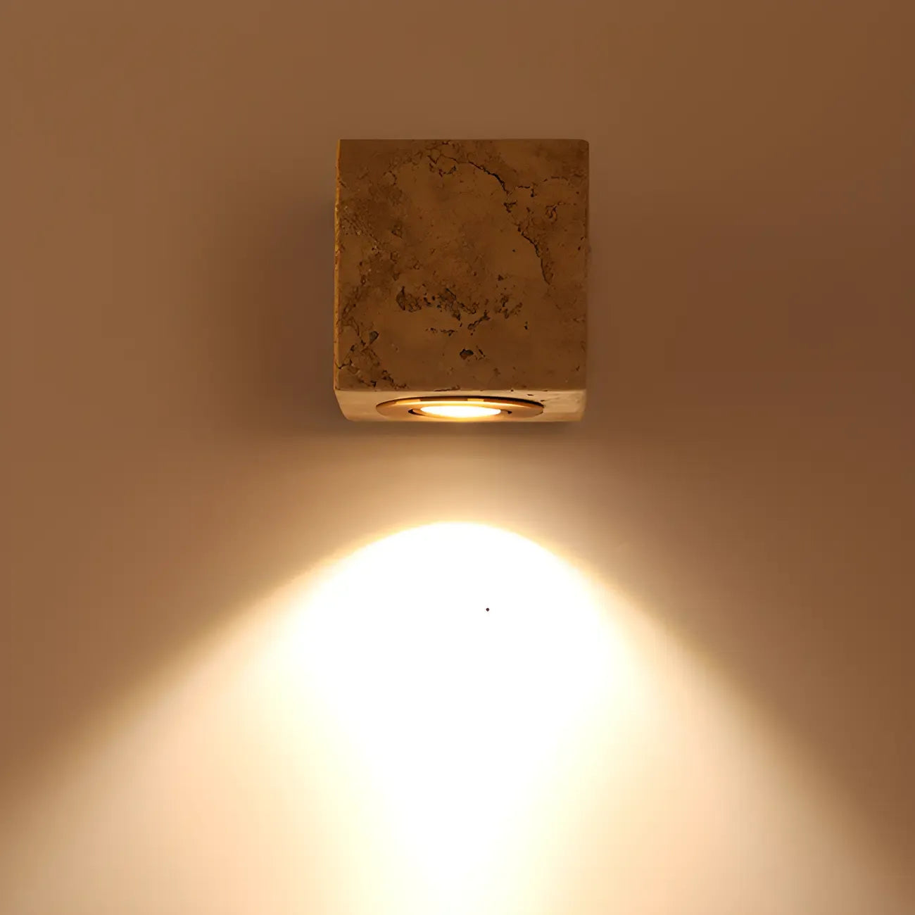 Modern Stone Beige Cube with Globe Wall Sconce
