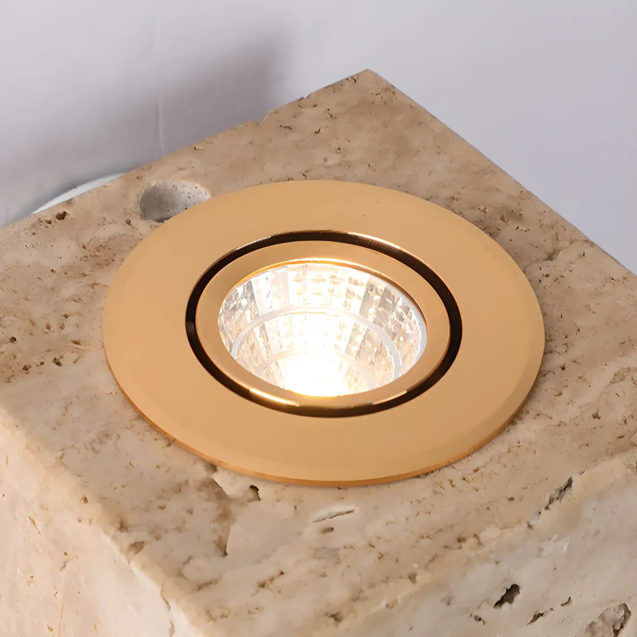 Modern Stone Beige Cube with Globe Wall Sconce