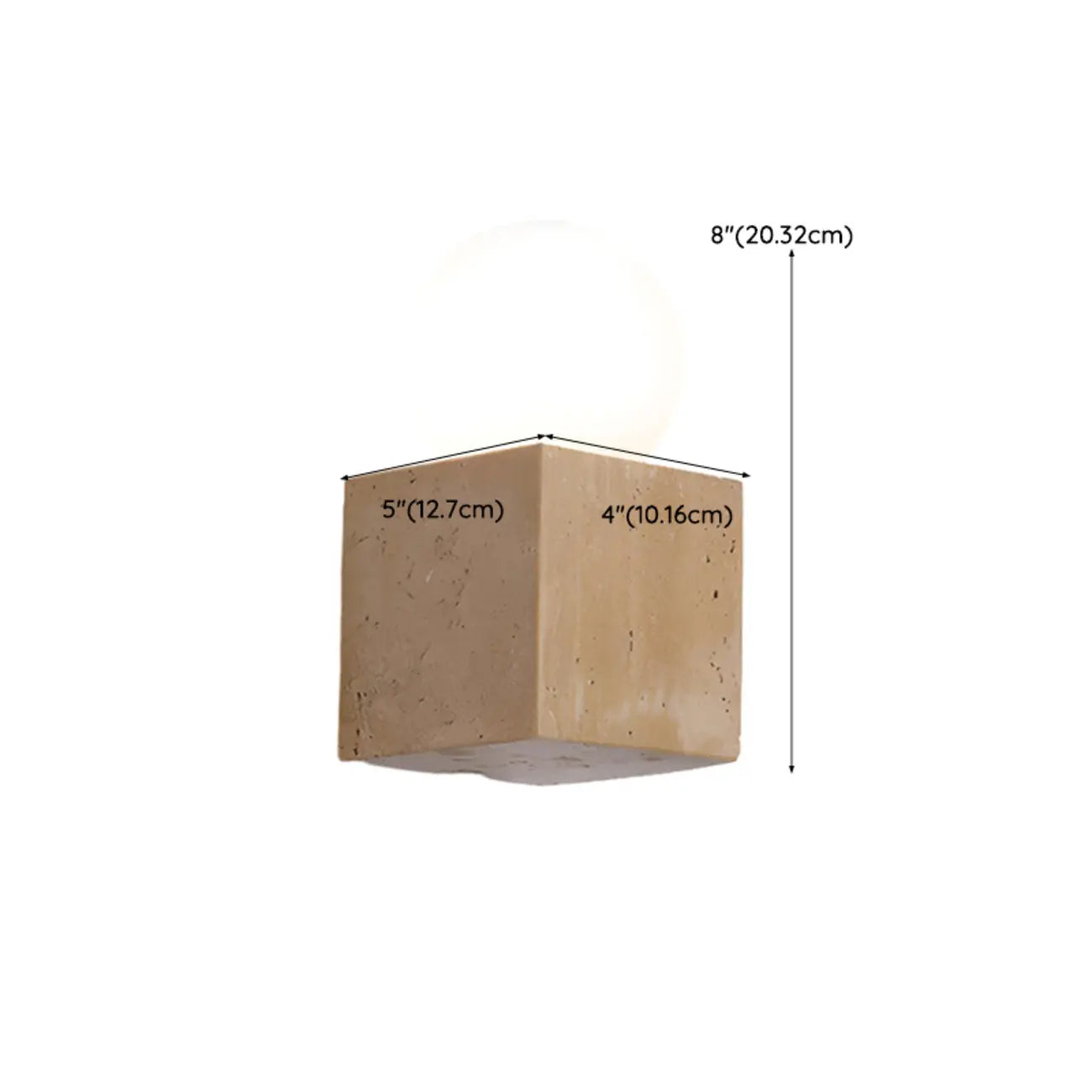 Modern Stone Beige Cube with Globe Wall Sconce