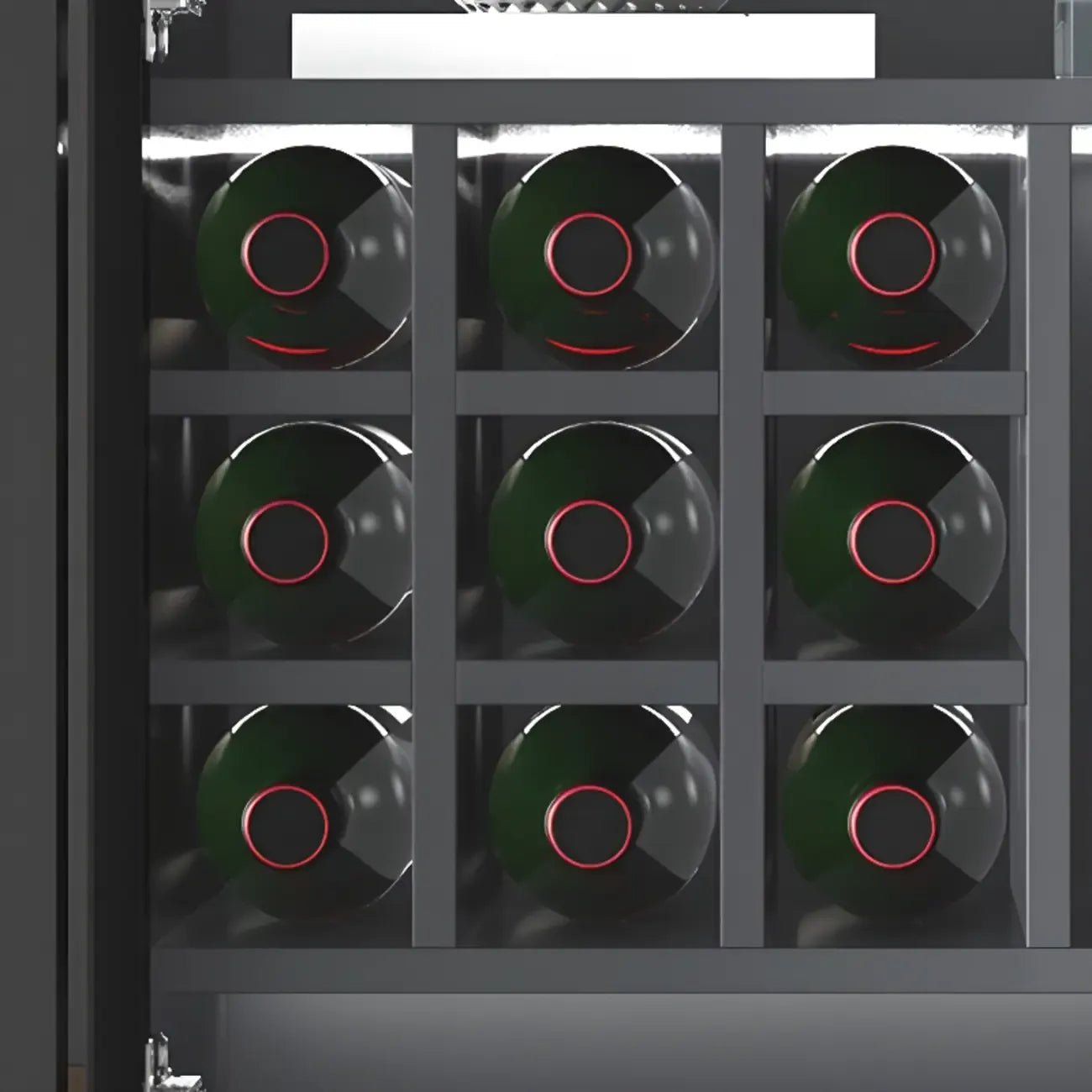 Large Modern Black Wood Wine Cabinet with Glass Doors