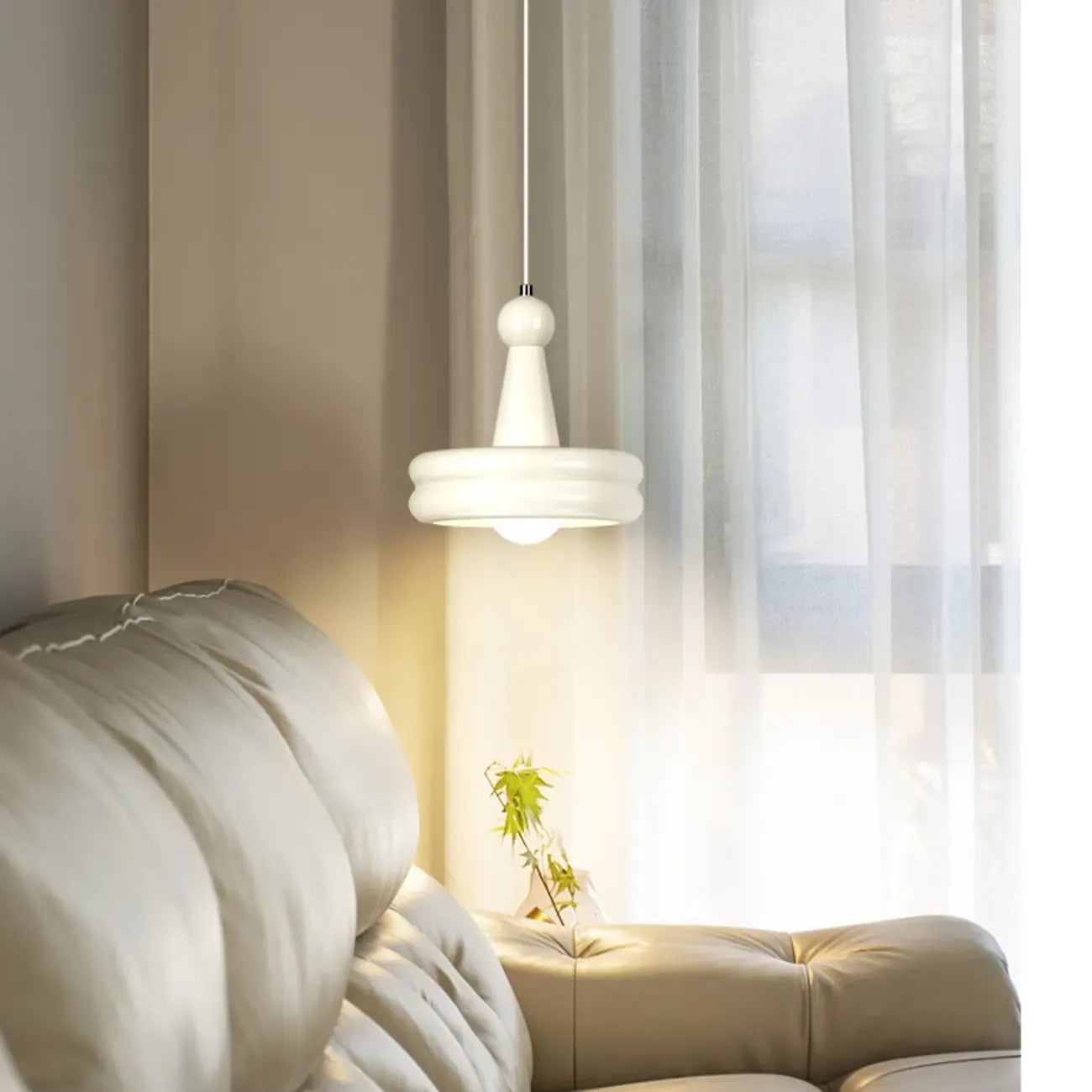 Modern Milk White Geometric Metal Pendant Light