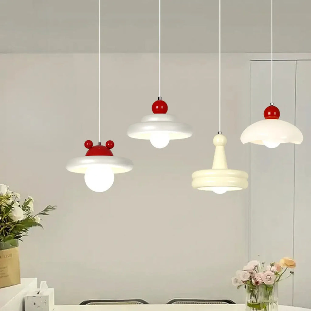 Modern Milk White Geometric Metal Pendant Light