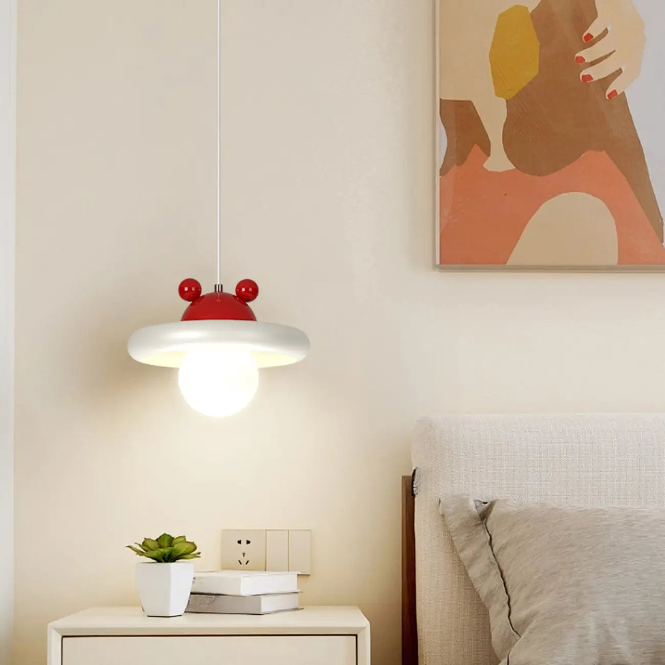 Modern Milk White Geometric Metal Pendant Light